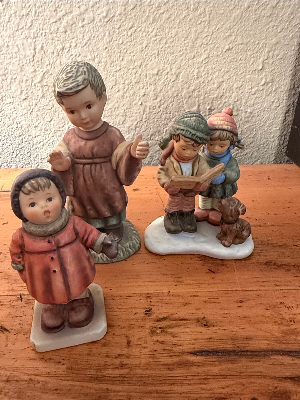 Goebel Hand-Painted Ceramic Figurine Group in Pink, Brown, Green